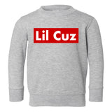 Lil Cuz Red Box Toddler Boys Crewneck Sweatshirt Grey