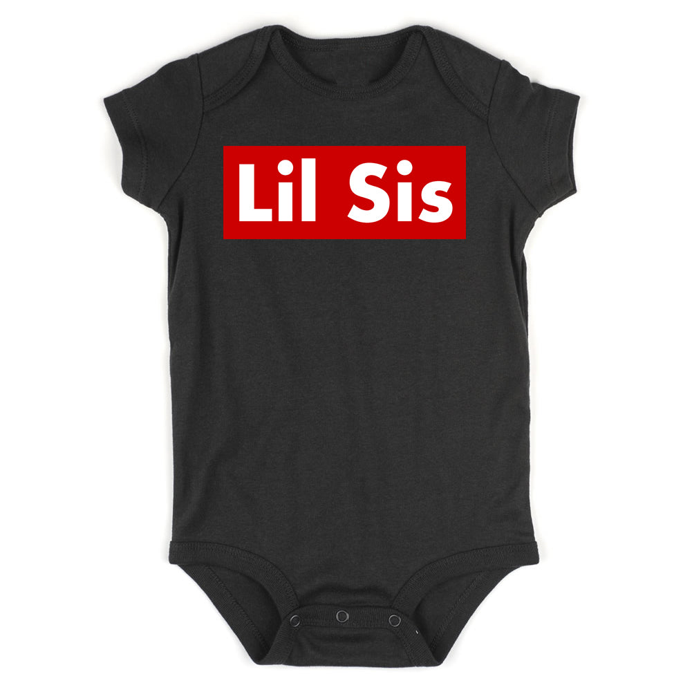 Lil Sis Red Box Infant Baby Girls Bodysuit Black