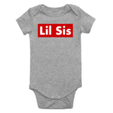 Lil Sis Red Box Infant Baby Girls Bodysuit Grey