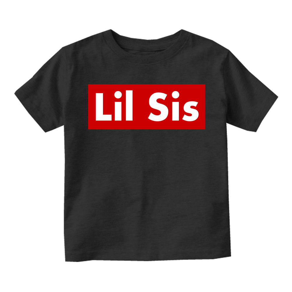 Lil Sis Red Box Infant Baby Girls Short Sleeve T-Shirt Black