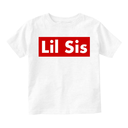 Lil Sis Red Box Infant Baby Girls Short Sleeve T-Shirt White