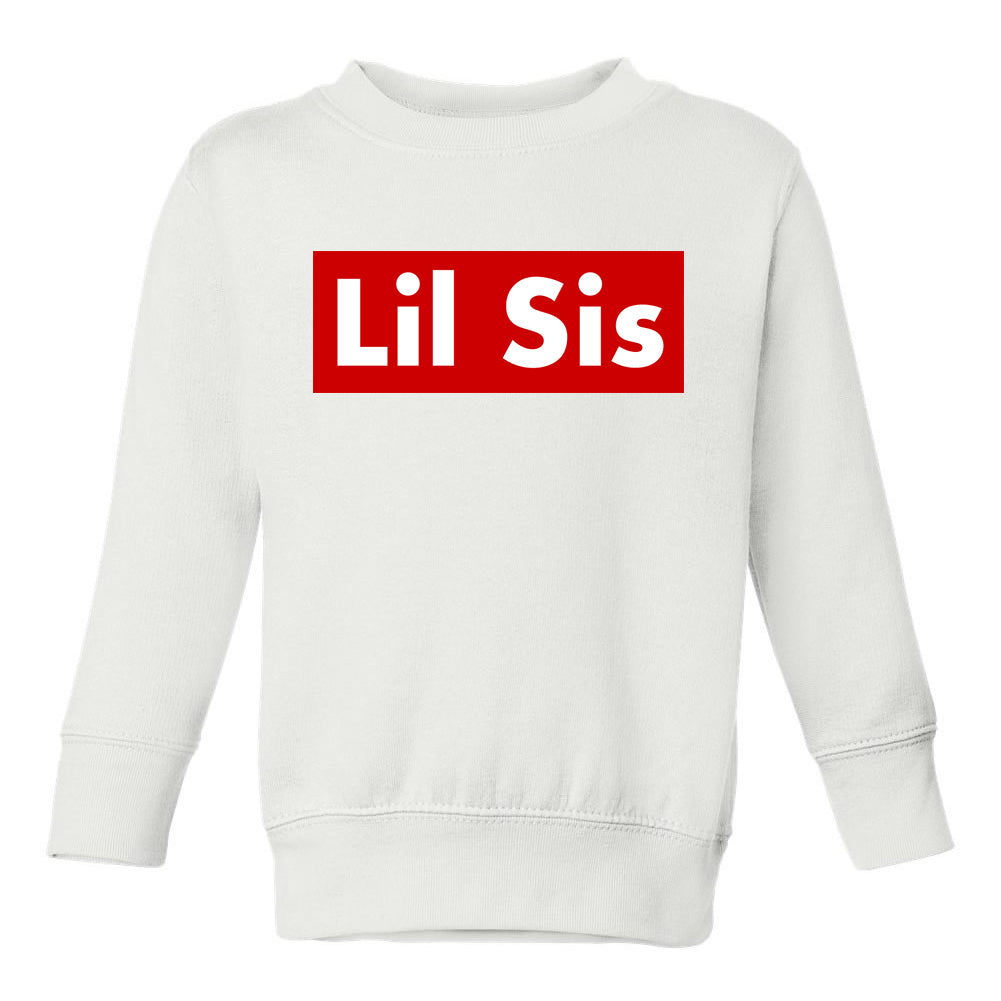 Lil Sis Red Box Toddler Girls Crewneck Sweatshirt White