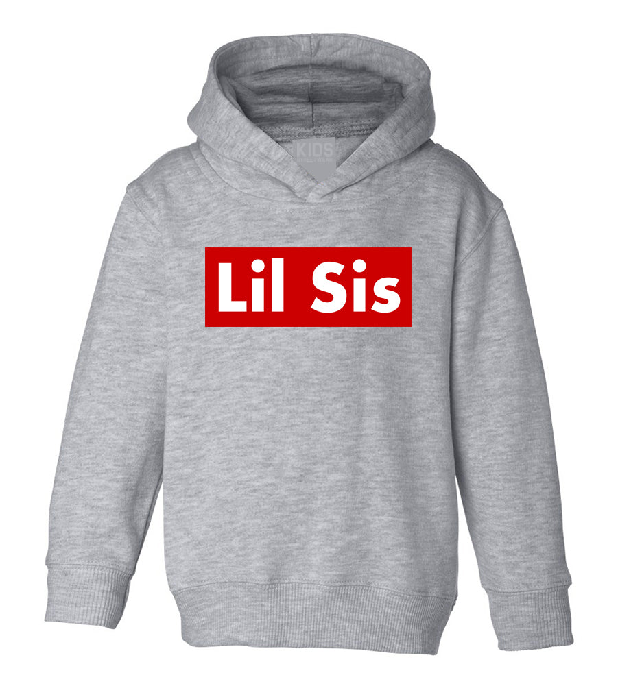 Lil Sis Red Box Toddler Girls Pullover Hoodie Grey