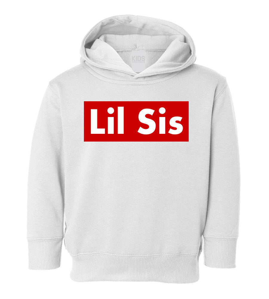 Lil Sis Red Box Toddler Girls Pullover Hoodie White