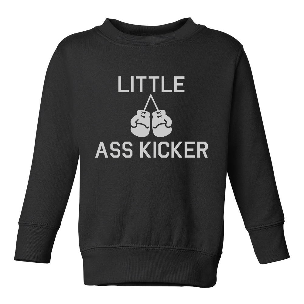 Little Ass Kicker Boxing Toddler Boys Crewneck Sweatshirt Black