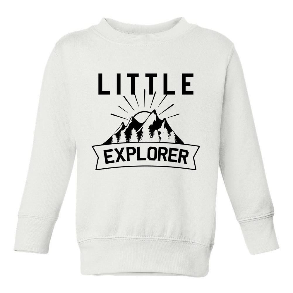 Little Explorer Camping Toddler Boys Crewneck Sweatshirt White