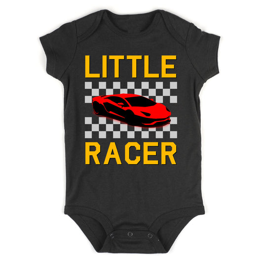 Little Racer Yellow Car Infant Baby Boys Bodysuit Black