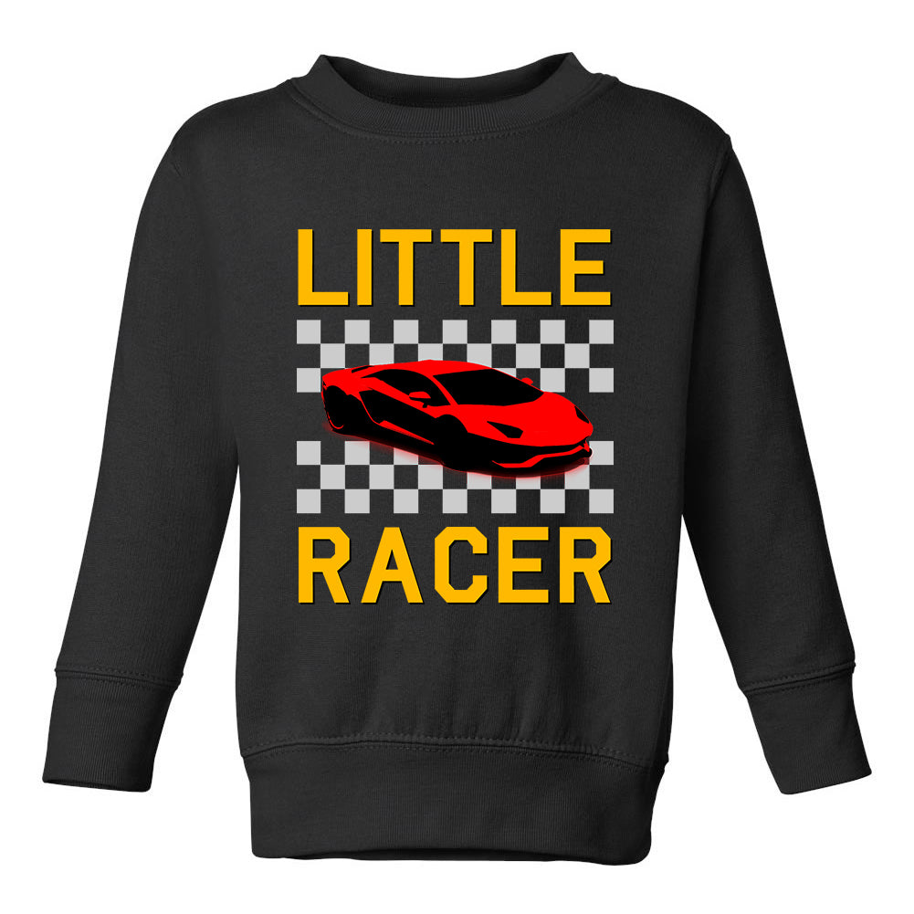 Little Racer Yellow Car Toddler Boys Crewneck Sweatshirt Black
