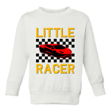 Little Racer Yellow Car Toddler Boys Crewneck Sweatshirt White