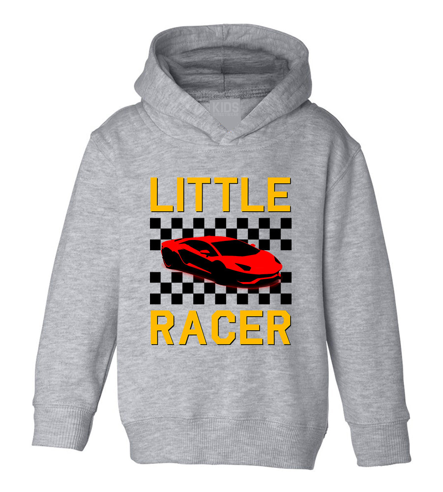 Little Racer Yellow Car Toddler Boys Pullover Hoodie Grey