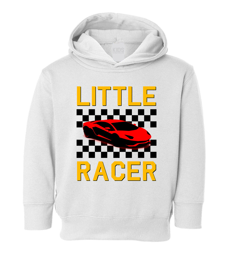 Little Racer Yellow Car Toddler Boys Pullover Hoodie White