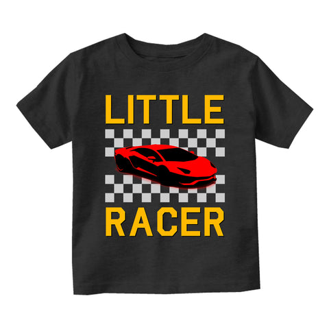 Little Racer Yellow Car Toddler Boys Short Sleeve T-Shirt Black