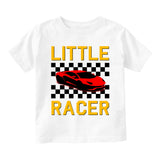 Little Racer Yellow Car Toddler Boys Short Sleeve T-Shirt White