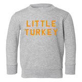 Little Turkey Thanksgiving Toddler Boys Crewneck Sweatshirt Grey