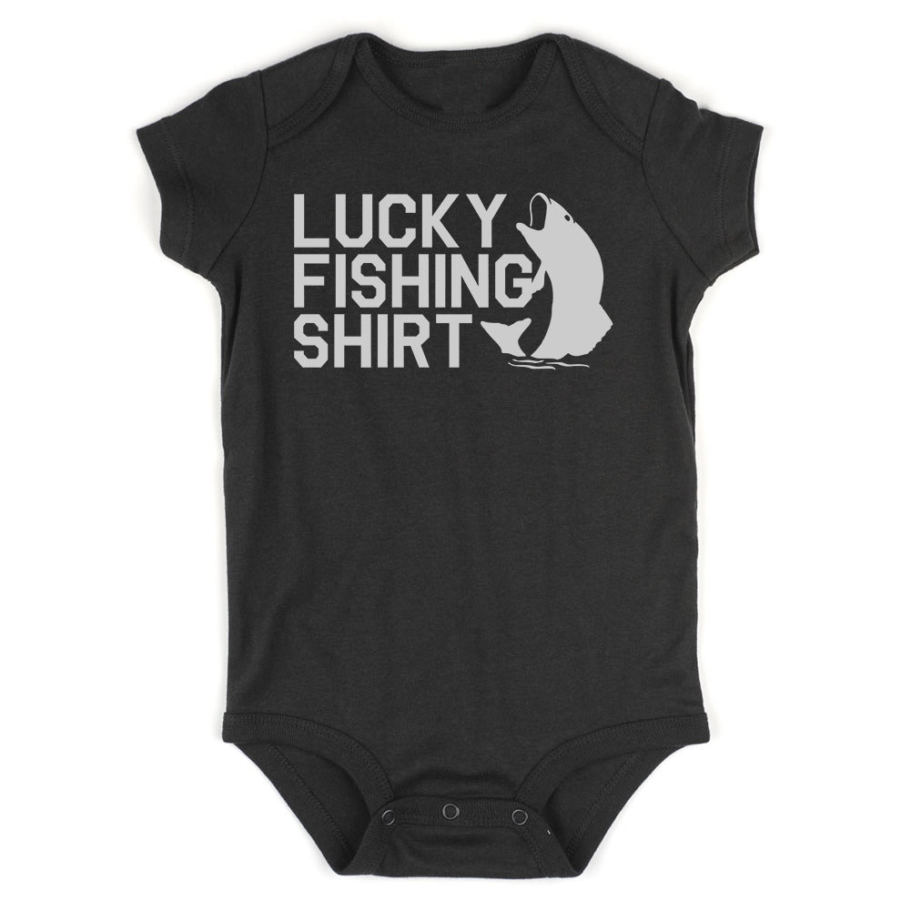 Lucky Fishing Shirt Infant Baby Boys Bodysuit Black