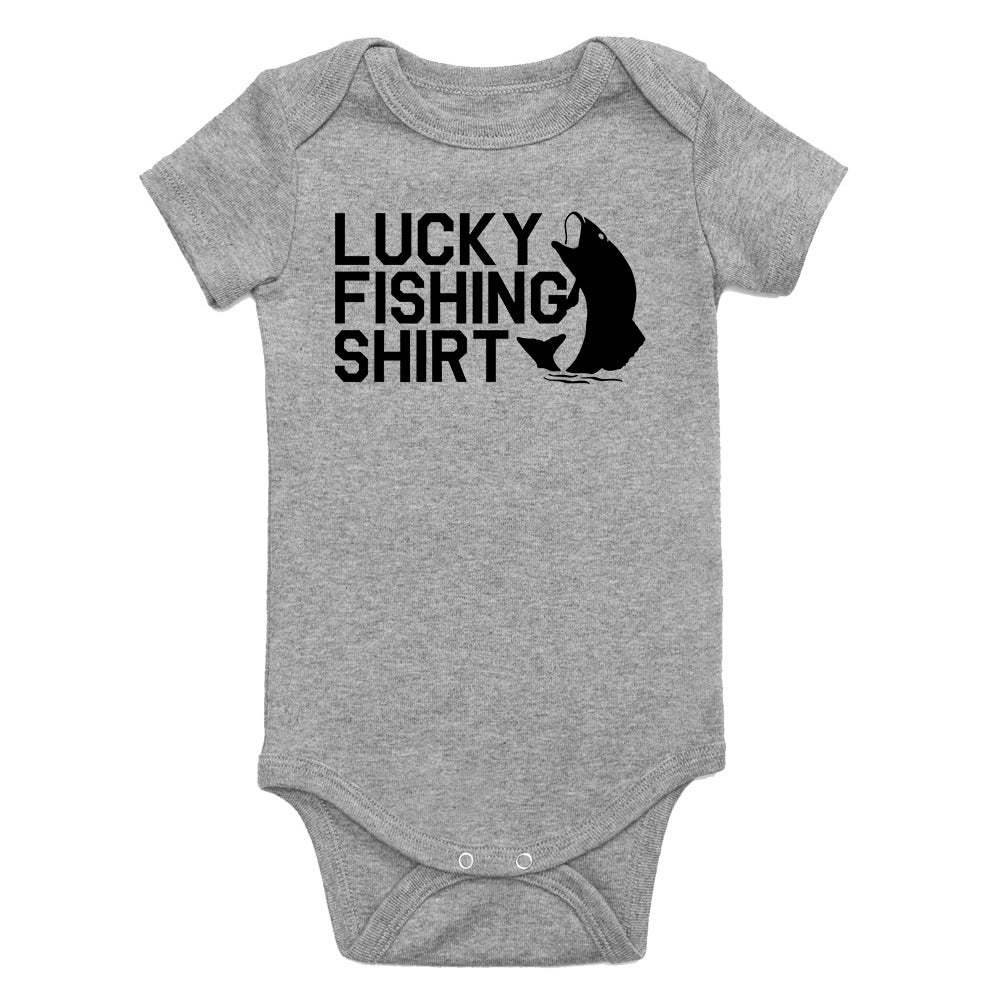 Lucky Fishing Shirt Infant Baby Boys Bodysuit Grey