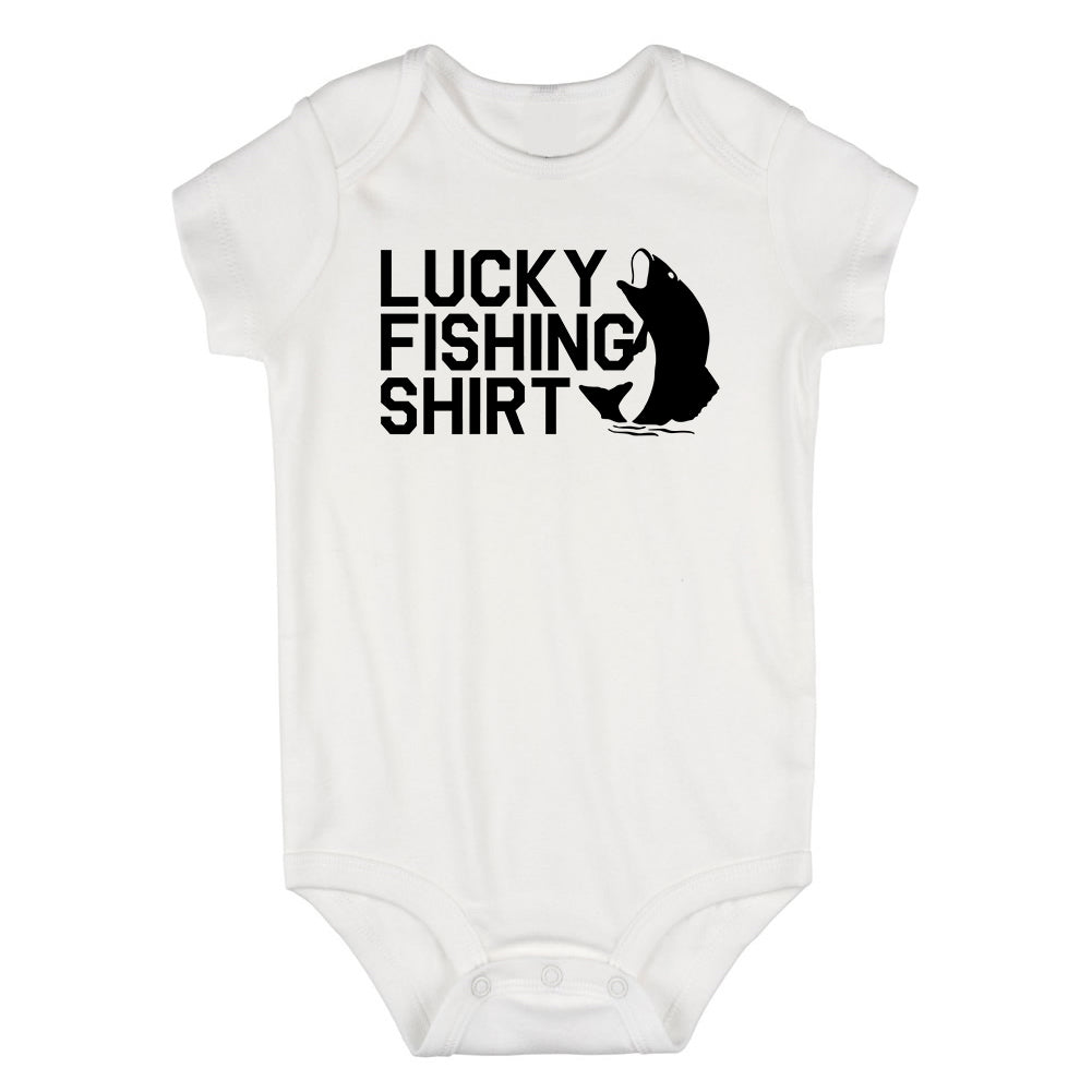 Lucky Fishing Shirt Infant Baby Boys Bodysuit White