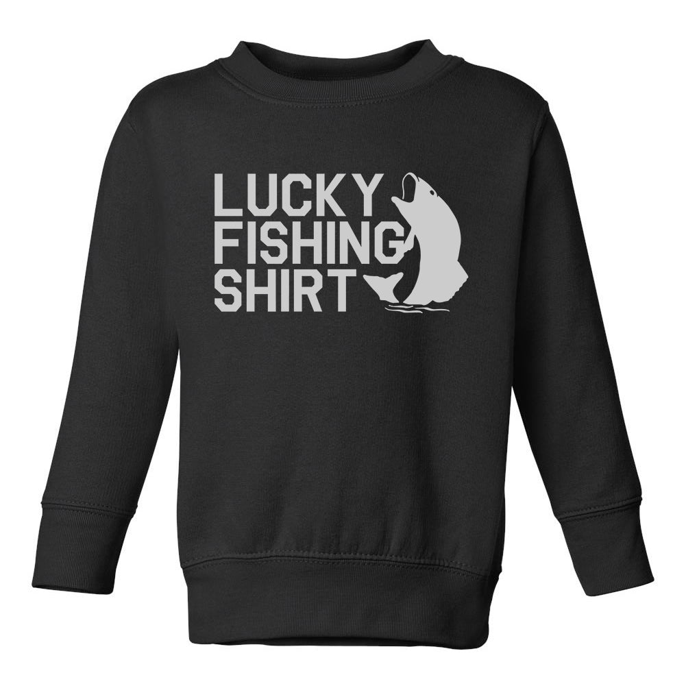 Lucky Fishing Shirt Toddler Boys Crewneck Sweatshirt Black