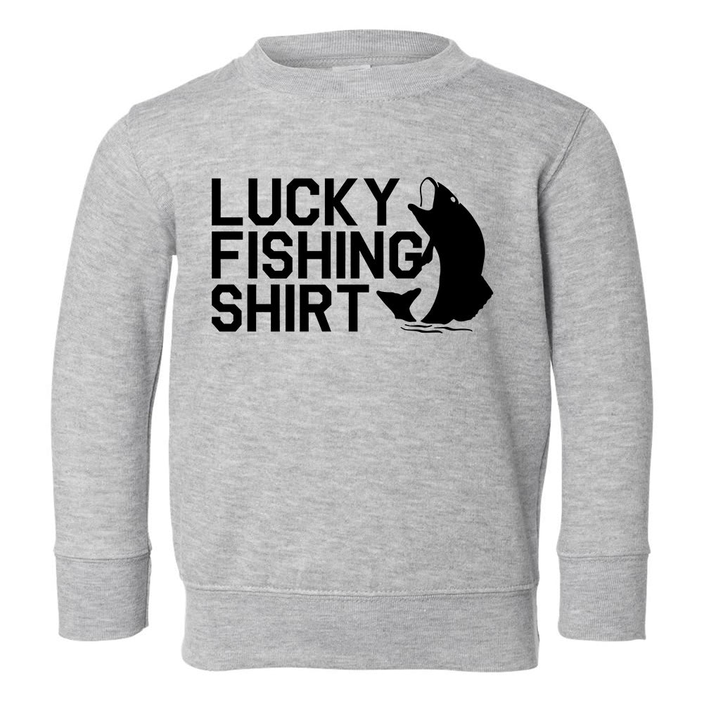 Lucky Fishing Shirt Toddler Boys Crewneck Sweatshirt Grey