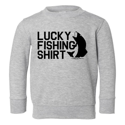 Lucky Fishing Shirt Toddler Boys Crewneck Sweatshirt Grey