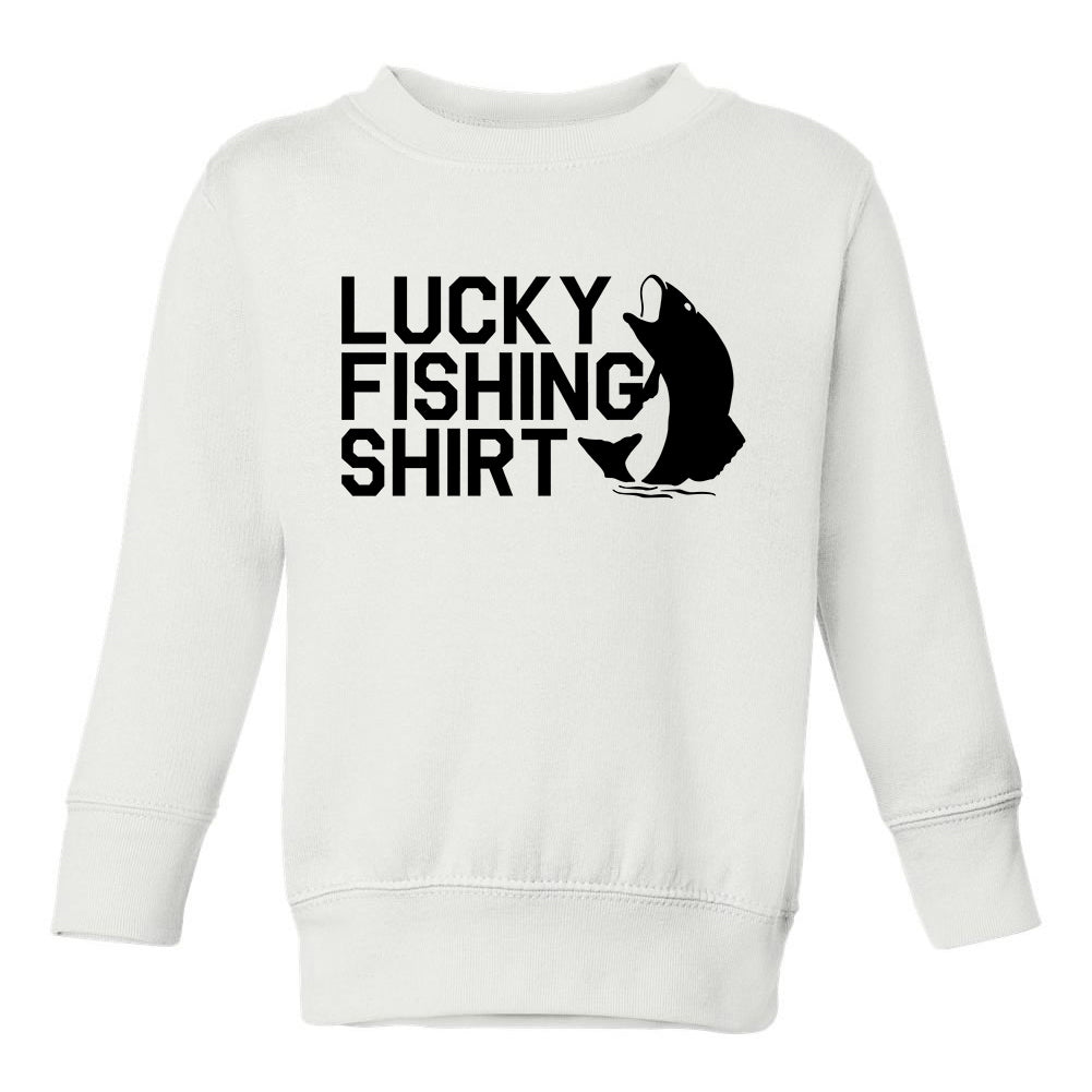 Lucky Fishing Shirt Toddler Boys Crewneck Sweatshirt White