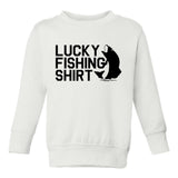 Lucky Fishing Shirt Toddler Boys Crewneck Sweatshirt White