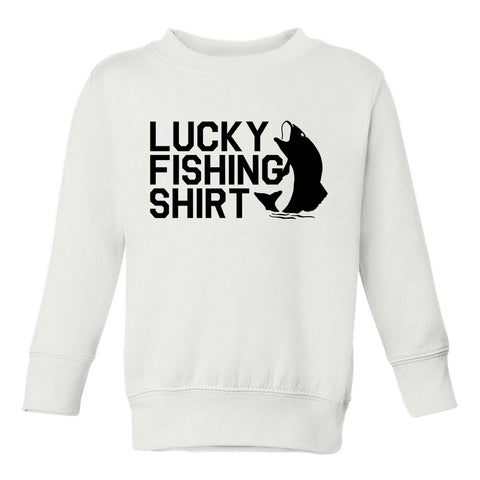 Lucky Fishing Shirt Toddler Boys Crewneck Sweatshirt White / 4T
