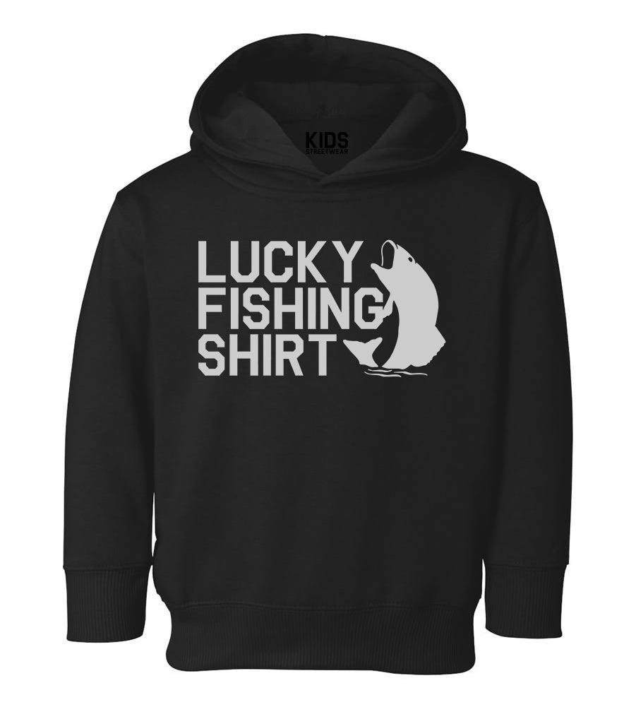 Lucky Fishing Shirt Toddler Boys Pullover Hoodie Black