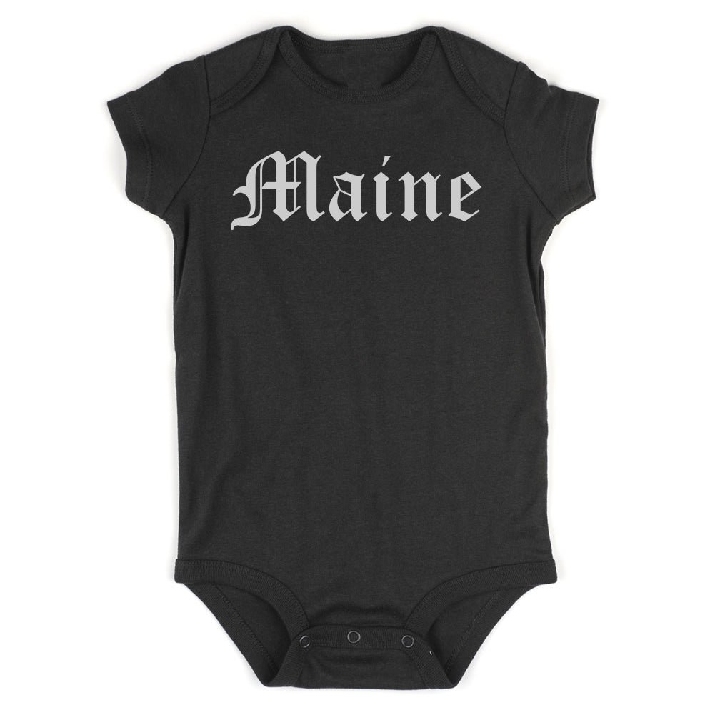 Maine State Old English Infant Baby Boys Bodysuit Black