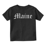 Maine State Old English Infant Baby Boys Short Sleeve T-Shirt Black