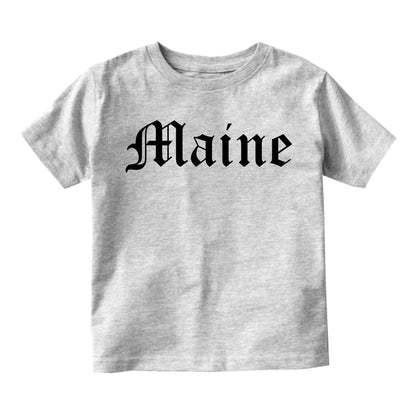 Maine State Old English Infant Baby Boys Short Sleeve T-Shirt Grey