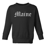 Maine State Old English Toddler Boys Crewneck Sweatshirt Black