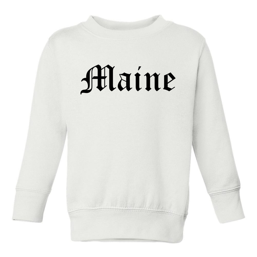 Maine State Old English Toddler Boys Crewneck Sweatshirt White