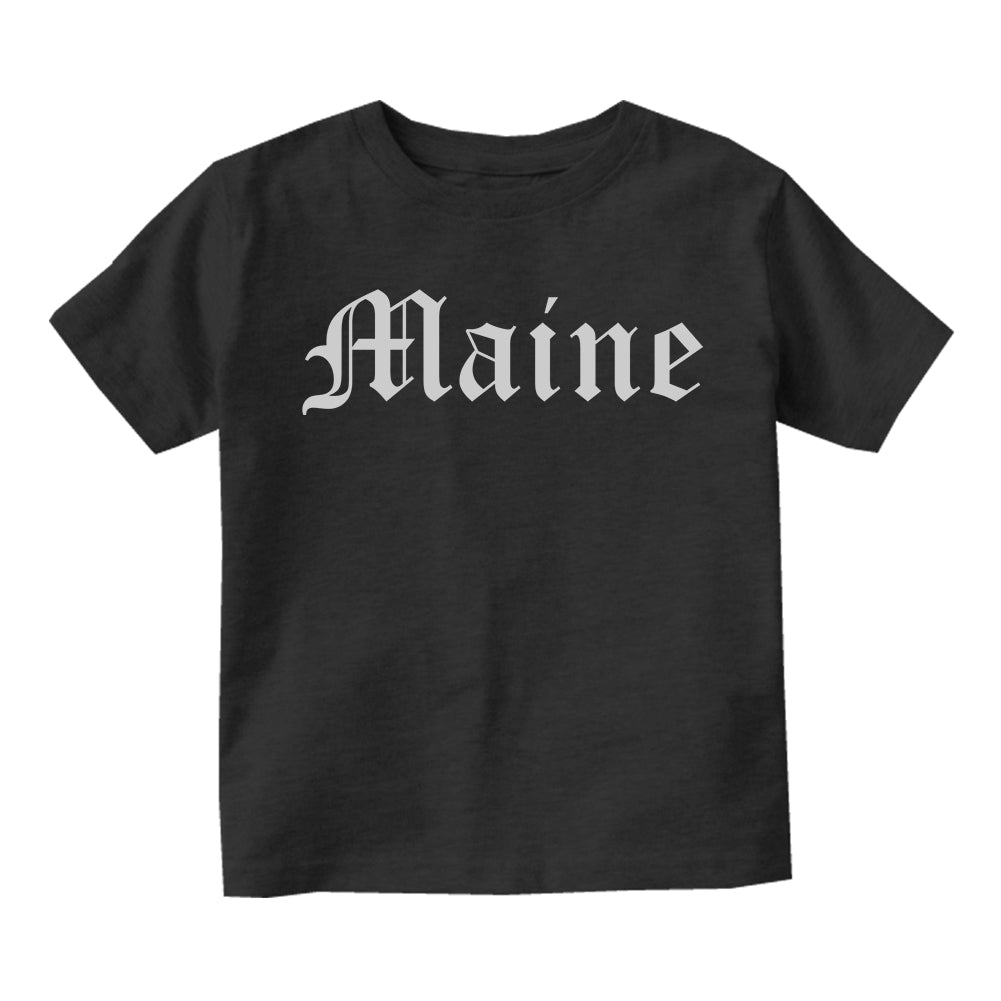 Maine State Old English Toddler Boys Short Sleeve T-Shirt Black