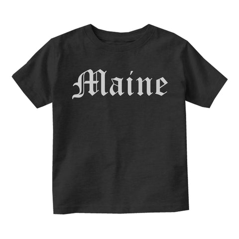 Maine State Old English Toddler Boys Short Sleeve T-Shirt Black
