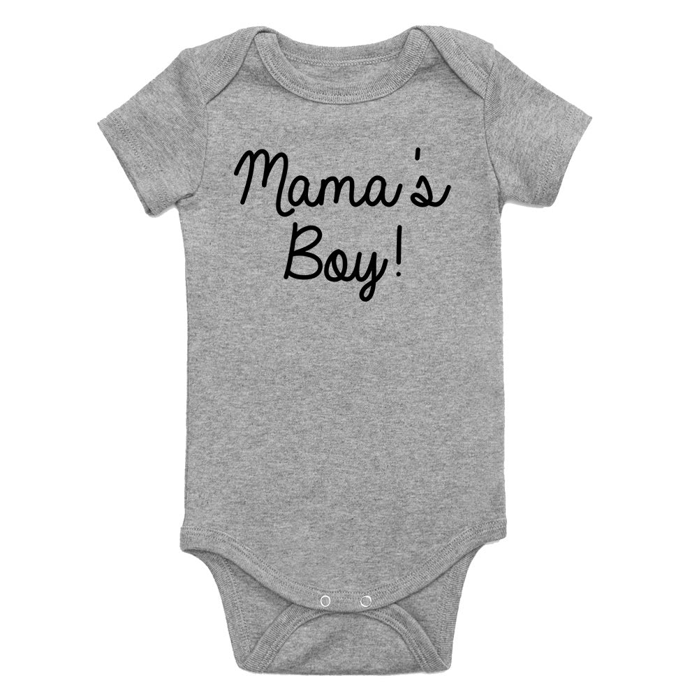 Mamas Boy Script Infant Baby Boys Bodysuit Grey