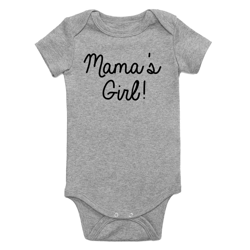 Mamas Girl Script Infant Baby Girls Bodysuit Grey