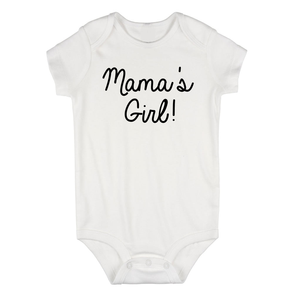 Mamas Girl Script Infant Baby Girls Bodysuit White