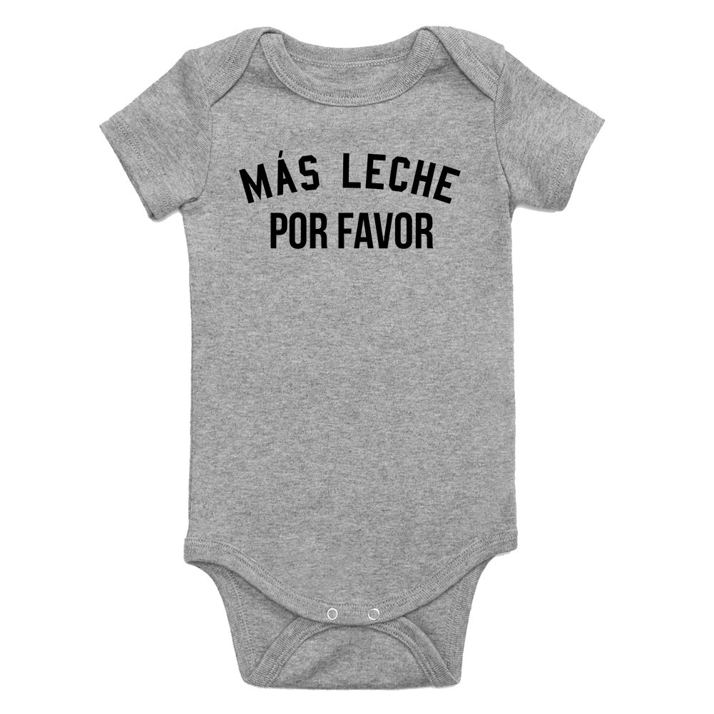 Mas Leche Por Favor Funny Infant Baby Boys Bodysuit Grey