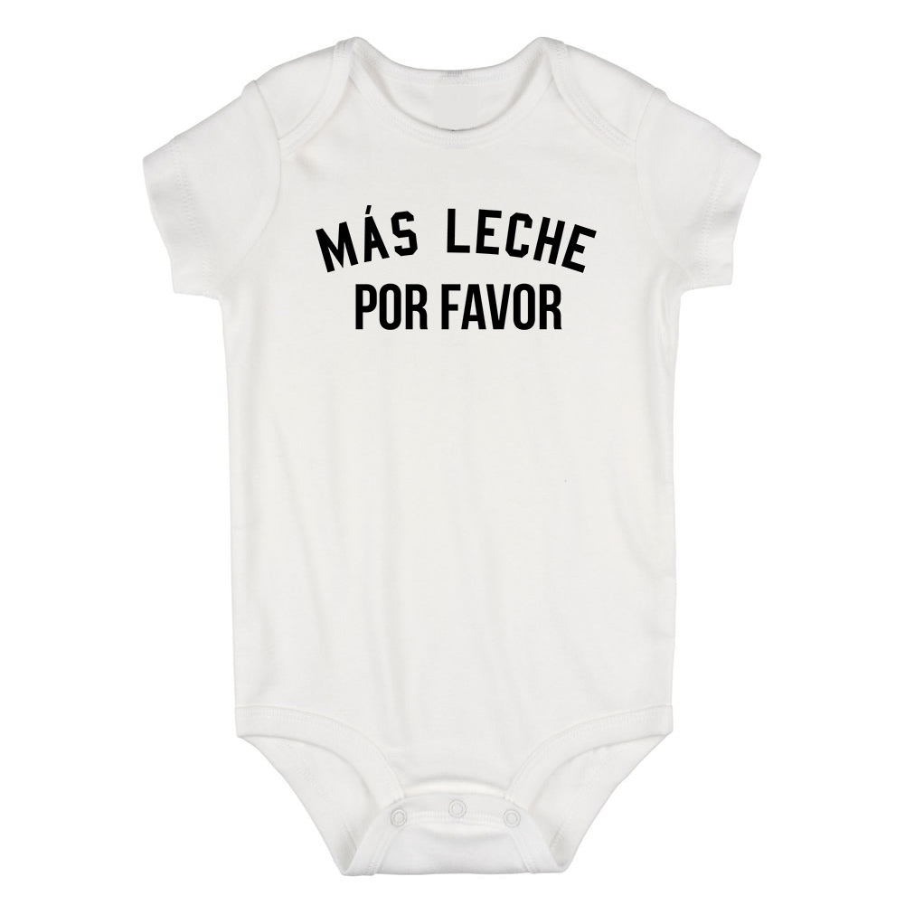 Mas Leche Por Favor Funny Infant Baby Boys Bodysuit White