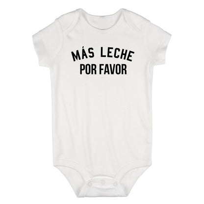 Mas Leche Por Favor Funny Infant Baby Boys Bodysuit White