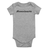 Massachusetts State Old English Infant Baby Boys Bodysuit Grey