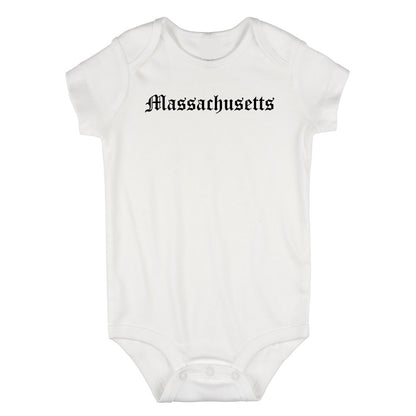 Massachusetts State Old English Infant Baby Boys Bodysuit White