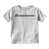 Massachusetts State Old English Infant Baby Boys Short Sleeve T-Shirt Grey