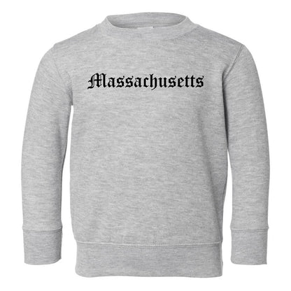 Massachusetts State Old English Toddler Boys Crewneck Sweatshirt Grey