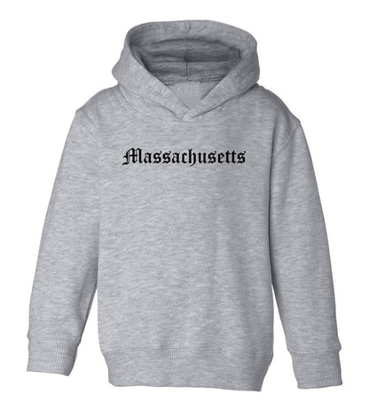 Massachusetts State Old English Toddler Boys Pullover Hoodie Grey