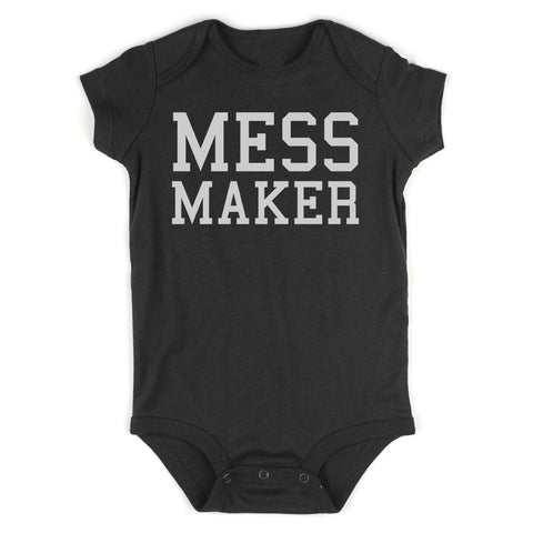 Mess Maker Funny Infant Baby Boys Bodysuit Black