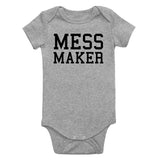 Mess Maker Funny Infant Baby Boys Bodysuit Grey
