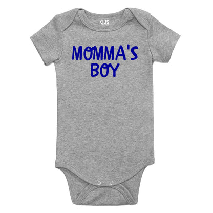 Momma's Boy Blue Baby Bodysuit One Piece Grey