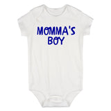 Momma's Boy Blue Baby Bodysuit One Piece White